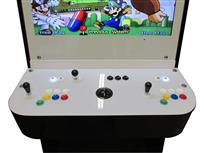 1199 2-player, yellow buttons, green buttons, blue buttons, red buttons, white buttons, black trackball, black trim, dr mario